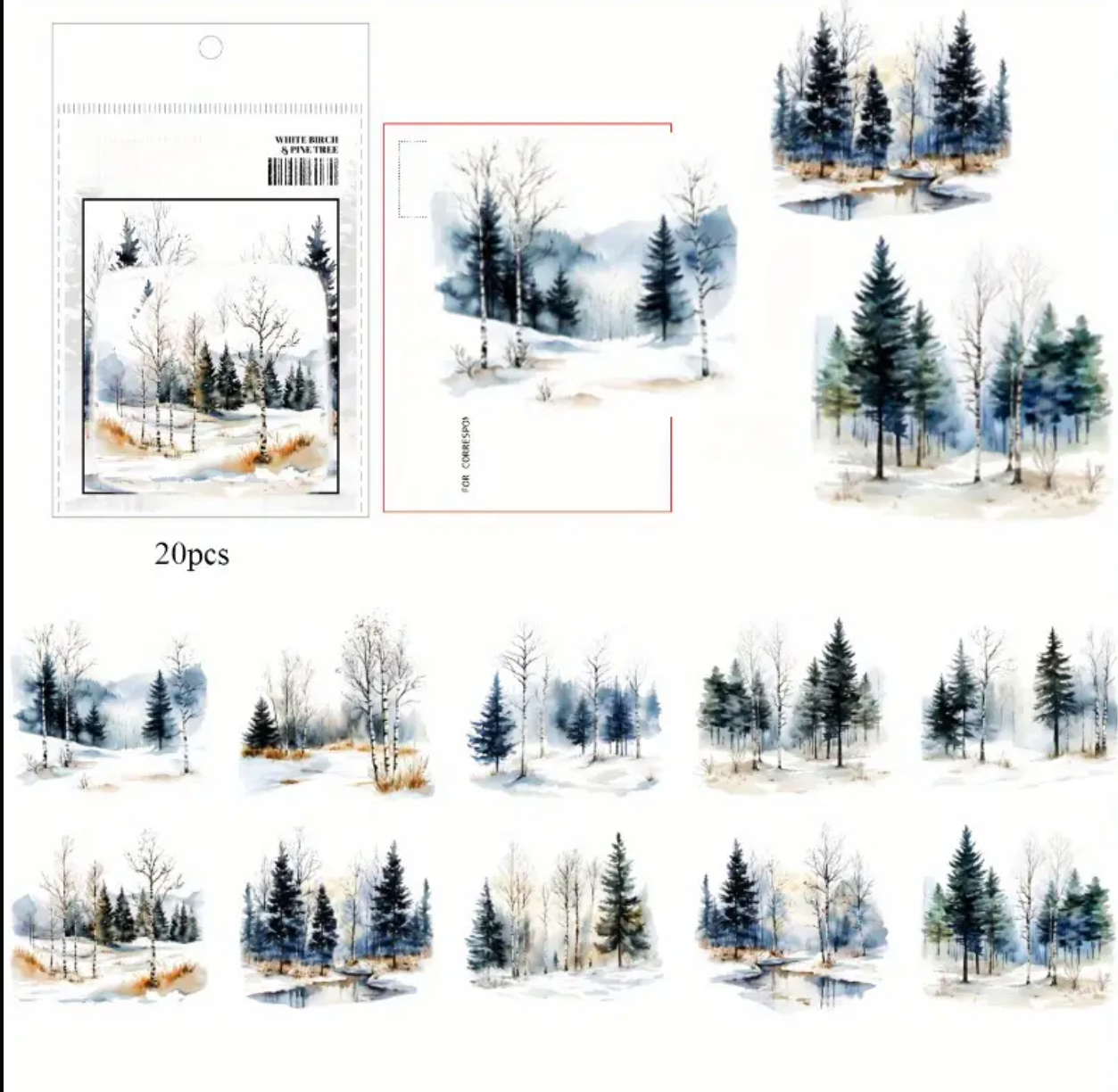 Forest Pine Trees Sticker Set - 20 Pieces
