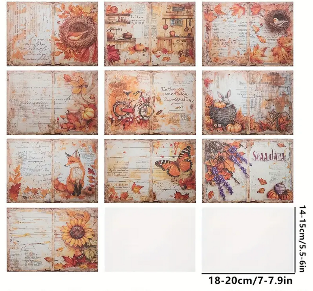 Autumn Retro Falling Leaves Artistic Paper Set