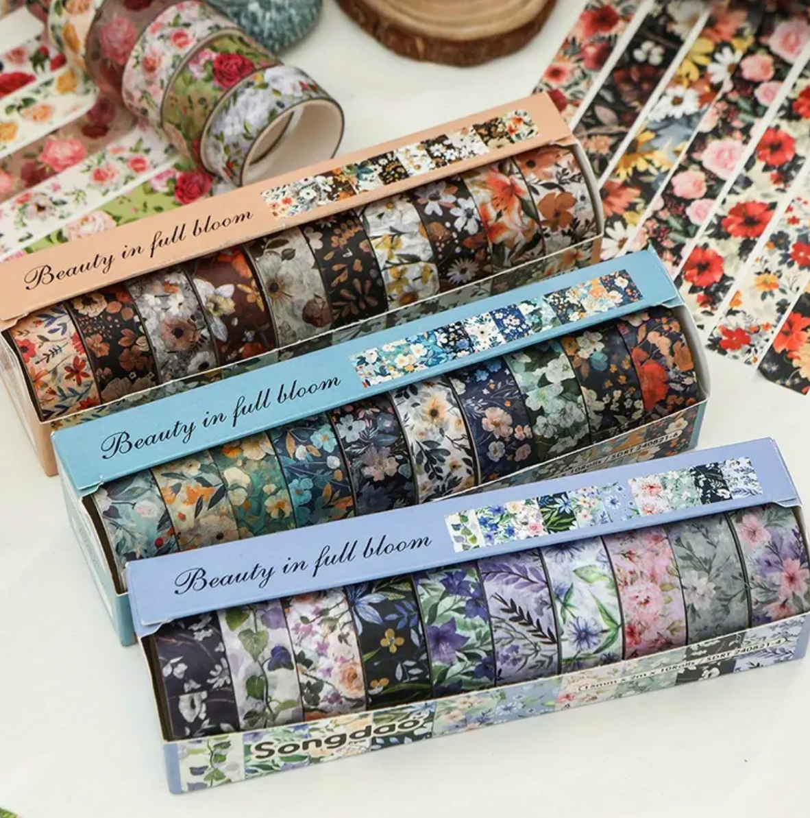 Blooming Floral Washi Tape Set - 10 Rolls