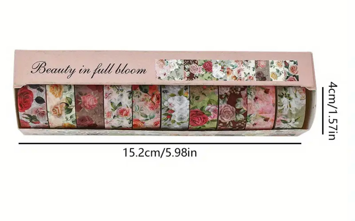 Blooming Floral Washi Tape Set - 10 Rolls
