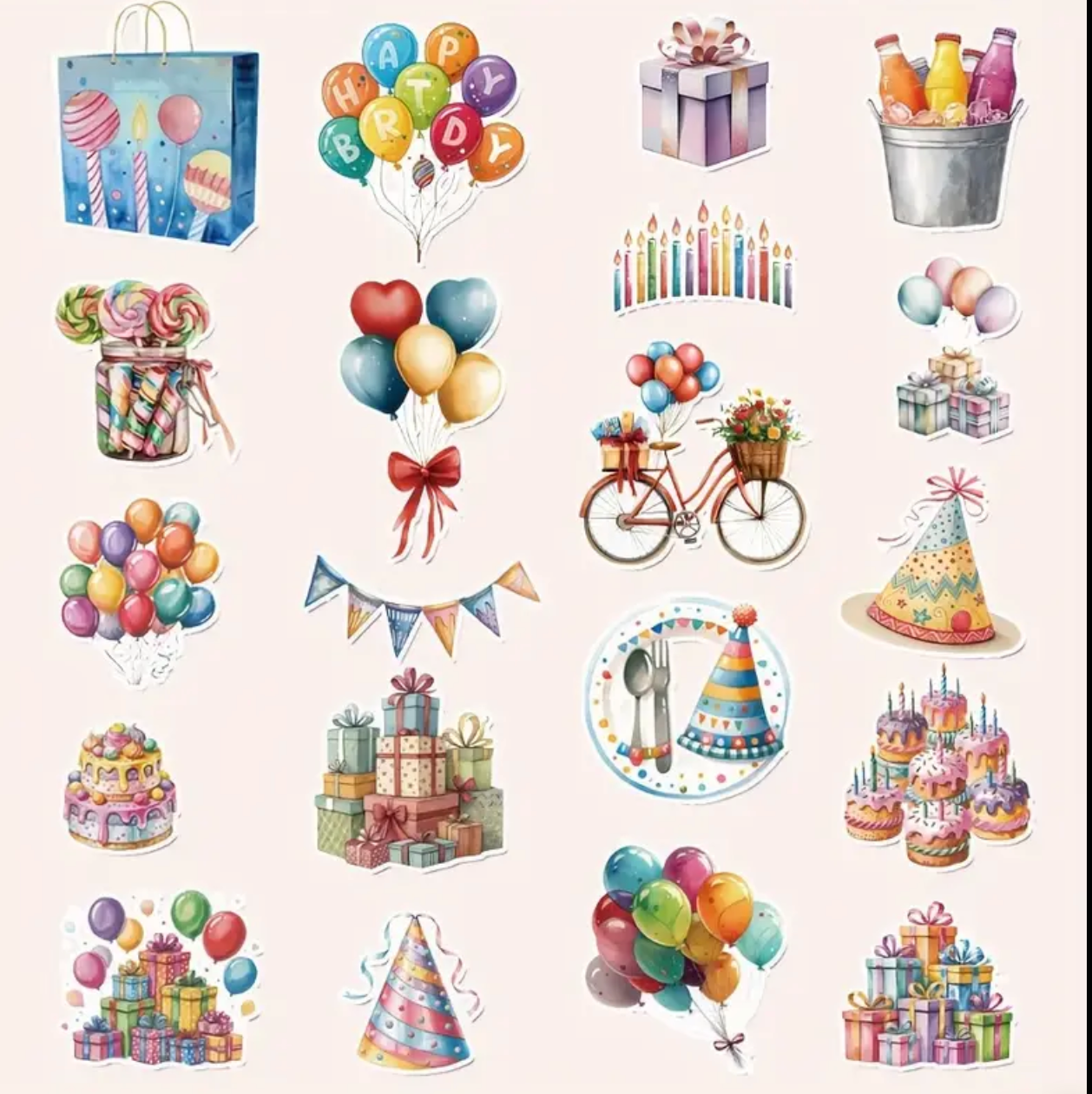 Watercolor Birthday Bliss Sticker Set